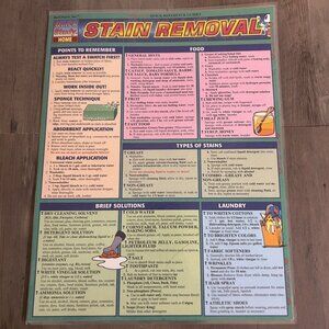 Quick Study BarCharts Stain Removal Guide Laminated Reference Chart